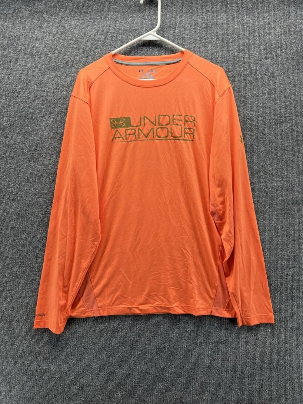 Under Armour HeatGear Shirt Mens XL Orange Long Sleeve Performance Training Top